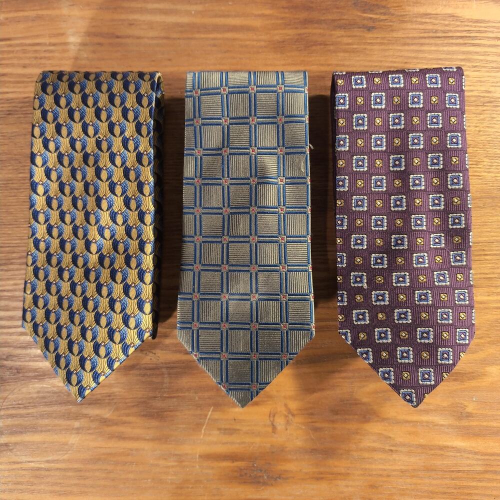 Jos. A. Bank Neckties Mens One Size Multicolor Silk Geometric Set Of 3 Classic
